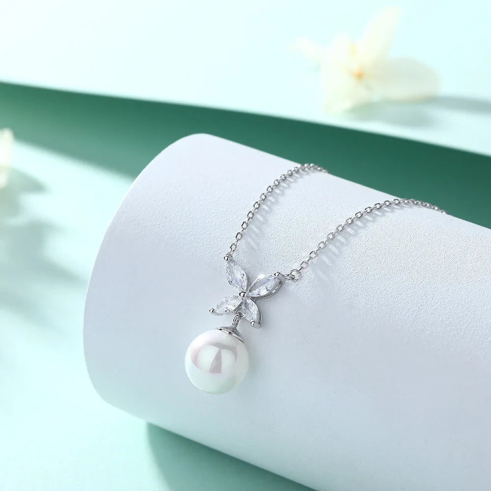 PearlBloom – naszyjnik z koniczynką i perłą, srebro S925