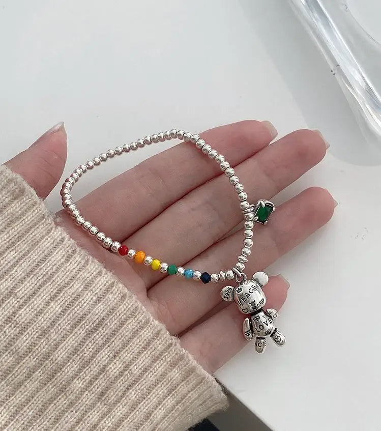 Bransoletka Rainbow Teddy srebro 925
