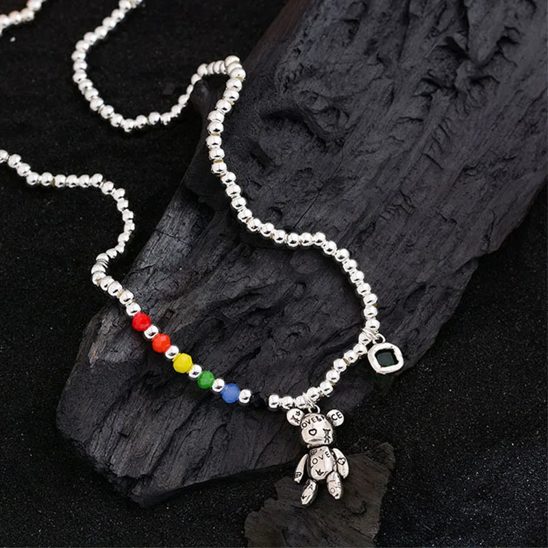 Naszyjnik Rainbow Teddy srebro 925