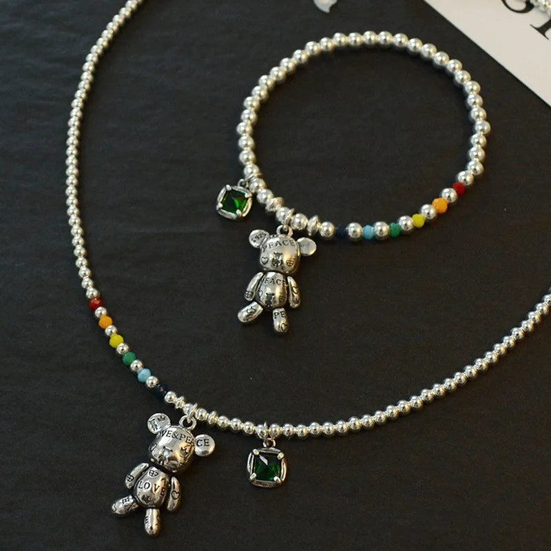 Naszyjnik Rainbow Teddy srebro 925