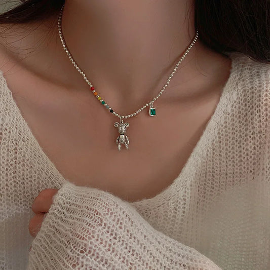 Naszyjnik Rainbow Teddy srebro 925